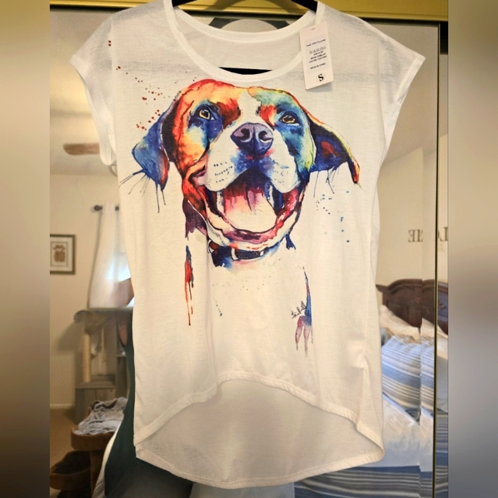NEW-High low pitbull watercolor t shirt